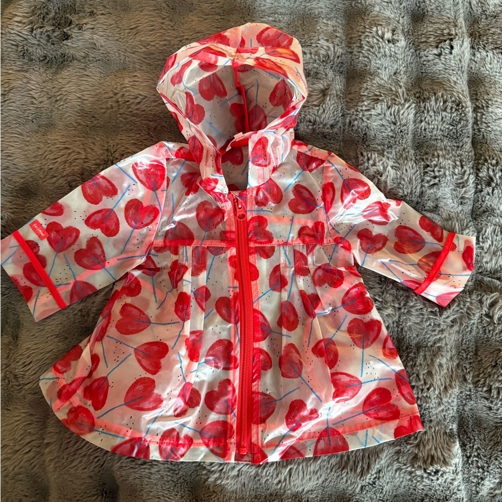 Catimini raincoat with red hearts size 6M